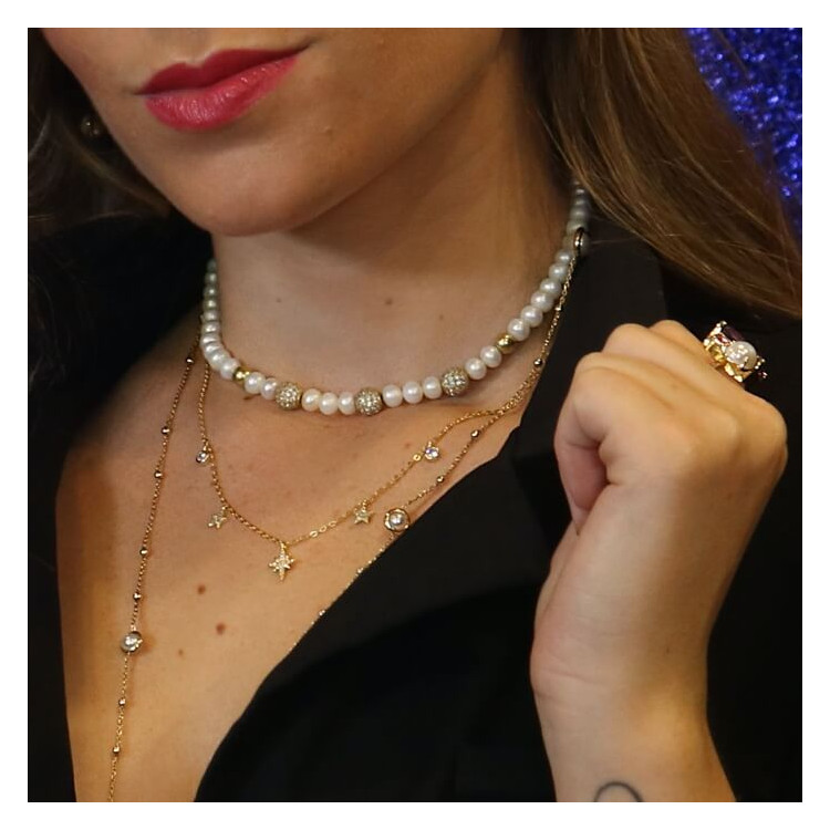 Collar cadena corta con estrellas plata Stellare I Madrid68