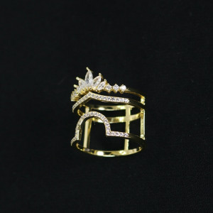 Anillo corona plata baño oro con circonitas Crown I Madrid68
