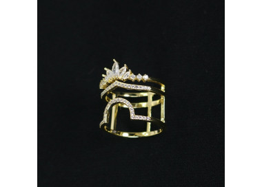 Anillo corona plata baño oro con circonitas Crown I Madrid68