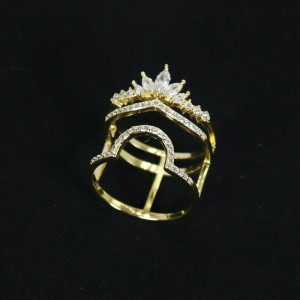 Anillo corona plata baño oro con circonitas Crown I Madrid68