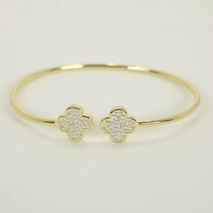 Pulsera abierta plata trébol cuatro hojas Harmony I Madrid68