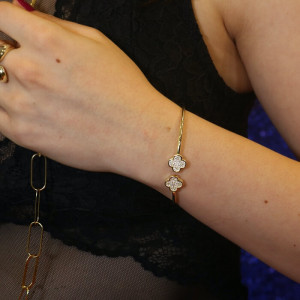 Pulsera abierta plata trébol cuatro hojas Harmony I Madrid68