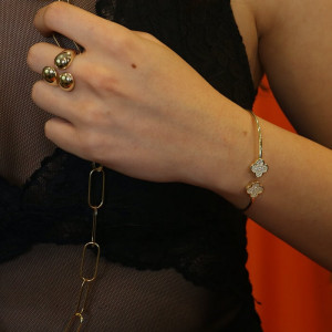 Pulsera abierta plata trébol cuatro hojas Harmony I Madrid68