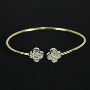 Pulsera abierta plata trébol cuatro hojas Harmony I Madrid68
