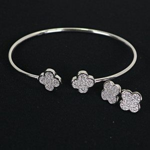 Pulsera abierta plata trébol cuatro hojas Harmony I Madrid68