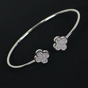Pulsera abierta plata trébol cuatro hojas Harmony I Madrid68