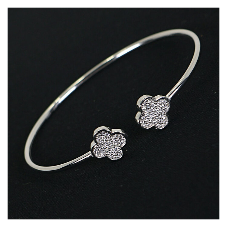 Pulsera abierta plata trébol cuatro hojas Harmony I Madrid68