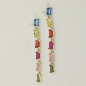 Pendientes largos piedras de colores Serpentinas I Madrid68 Pendientes largos piedras de colores Serpentinas I Madrid68