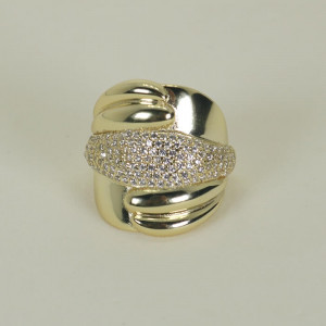 Anillo ancho dorado con circonitas Sunny I Madrid68