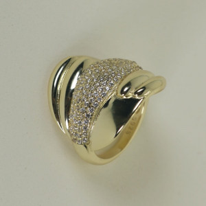 Anillo ancho dorado con circonitas Sunny I Madrid68