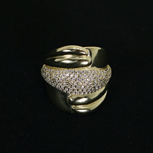 Anillo ancho dorado con circonitas Sunny I Madrid68
