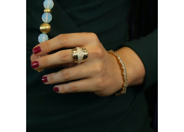 Anillo ancho dorado con circonitas Sunny I Madrid68