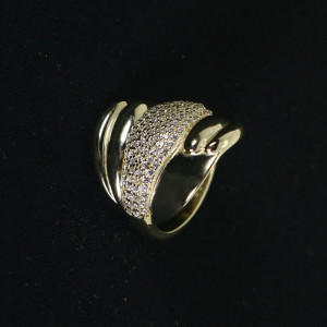 Anillo ancho dorado con circonitas Sunny I Madrid68