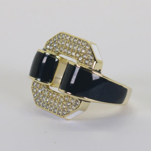 Anillo sello circonitas esmaltado negro y blanco Dynasti I Madrid68