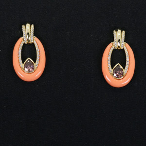 Pendientes lágrima coral y amatista Sunset I Madrid68