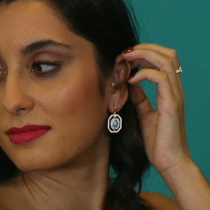 Pendientes esmaltados blancos y turquesa Azzurro I Madrid68