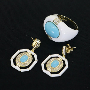 Pendientes esmaltados blancos y turquesa Azzurro I Madrid68