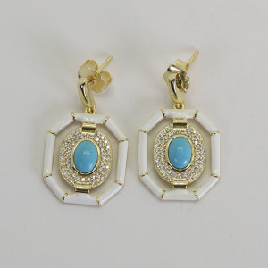 Pendientes esmaltados blancos y turquesa Azzurro I Madrid68