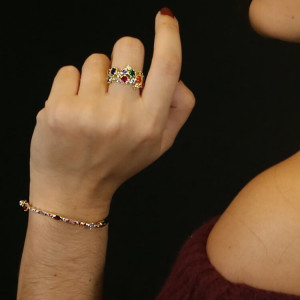 Anillos con piedras multicolor chatón Blooms I Madrid68