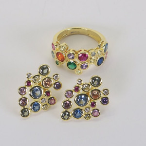 Anillos con piedras multicolor chatón Blooms I Madrid68