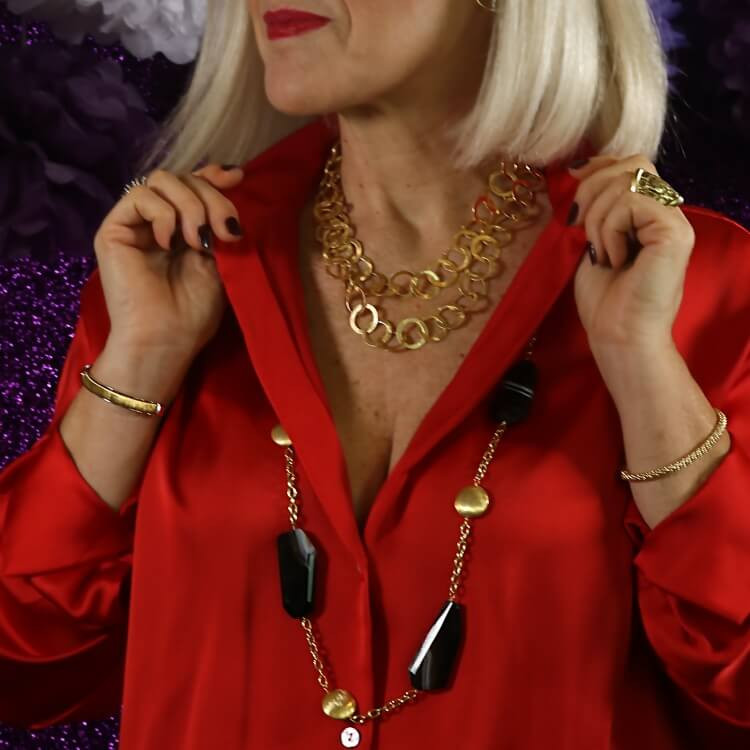 Collares de cadenas largos dorados con piedras Honesty I Madrid68