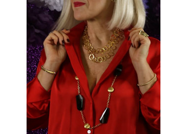 Collares de cadenas largos dorados con piedras Honesty I Madrid68