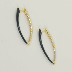 Pendientes aros esmaltados negro y circonitas Epic  I Madrid68