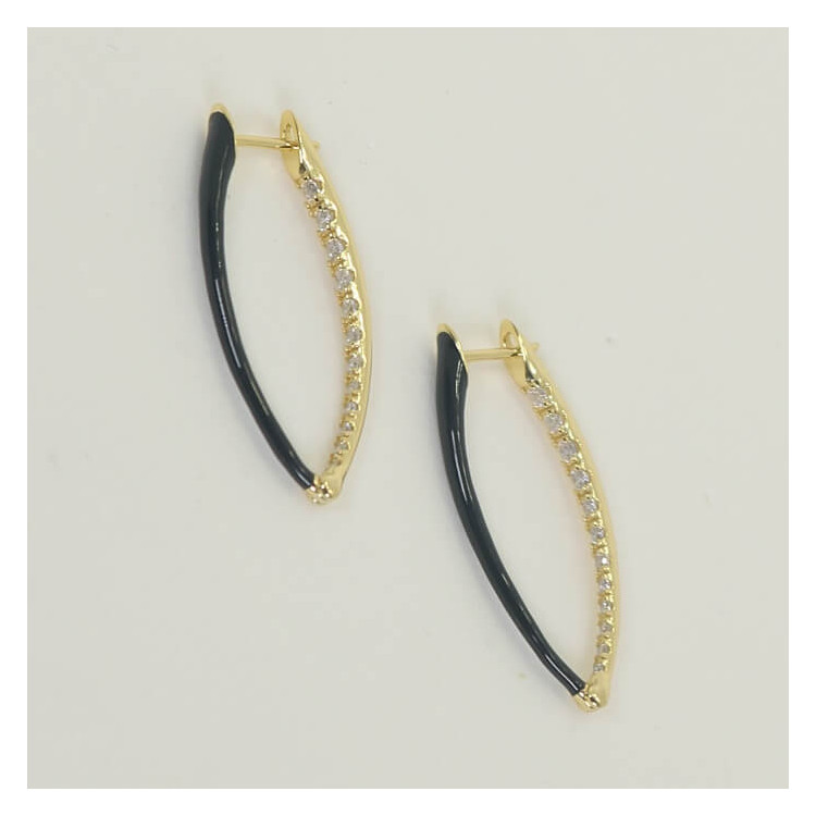 Pendientes aros esmaltados negro y circonitas Epic  I Madrid68