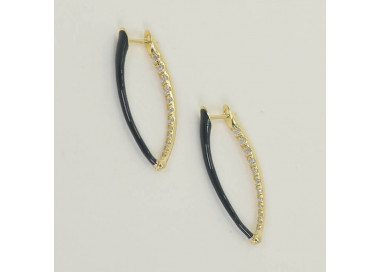 Pendientes aros esmaltados negro y circonitas Epic  I Madrid68