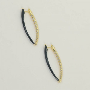 Pendientes aros esmaltados negro y circonitas Epic  I Madrid68