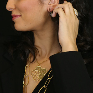 Pendientes aros esmaltados negro y circonitas Epic  I Madrid68