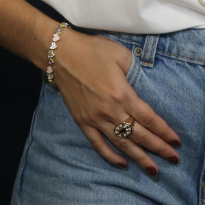 Pulsera de corazones esmaltada rosa plata Cuore I Madrid68