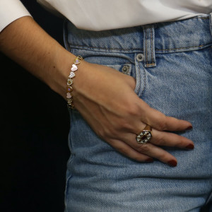 Pulsera de corazones esmaltada rosa plata Cuore I Madrid68