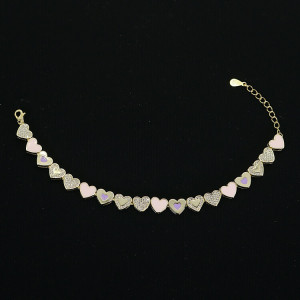 Pulsera de corazones esmaltada rosa plata Cuore I Madrid68