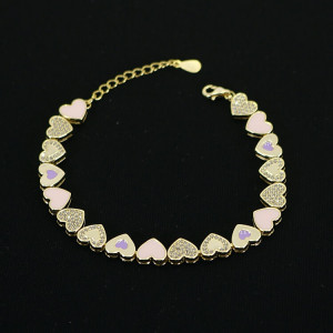 Pulsera de corazones esmaltada rosa plata Cuore I Madrid68