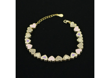 Pulsera de corazones esmaltada rosa plata Cuore I Madrid68