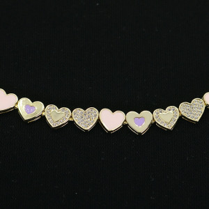 Pulsera de corazones esmaltada rosa plata Cuore I Madrid68