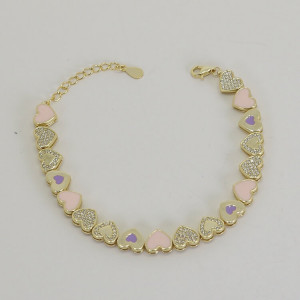 Pulsera de corazones esmaltada rosa plata Cuore I Madrid68