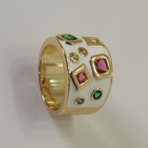 Anillos anchos esmaltados plata baño oro Miró I Madrid68