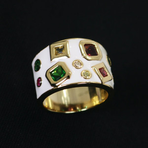 Anillos anchos esmaltados plata baño oro Miró I Madrid68