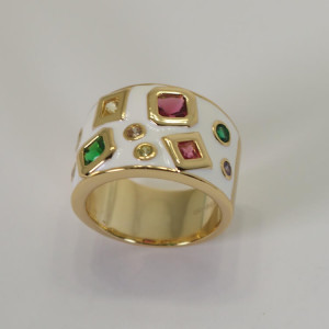 Anillos anchos esmaltados plata baño oro Miró I Madrid68