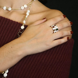 Anillos anchos esmaltados plata baño oro Miró I Madrid68