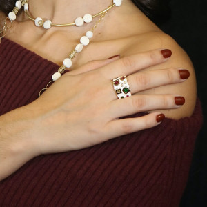 Anillos anchos esmaltados plata baño oro Miró I Madrid68