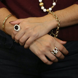 Anillos anchos esmaltados plata baño oro Miró I Madrid68