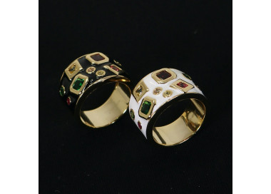 Anillos anchos esmaltados plata baño oro Miró I Madrid68