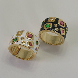 Anillos anchos esmaltados plata baño oro Miró I Madrid68