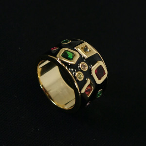 Anillos anchos esmaltados plata baño oro Miró I Madrid68