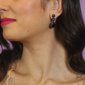 Pendientes negro y plata de lágrima Segreto I Madrid 68