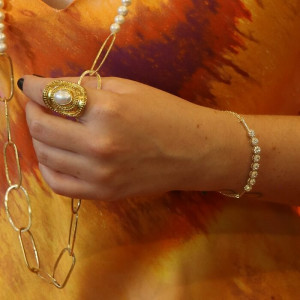 Pulsera dorada mujer cadena con rosetones I Madrid68