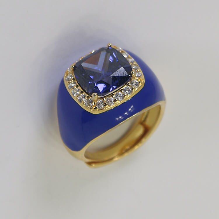 Anillo sello con piedra topacio y circonitas Bellini Blu I Madrid68